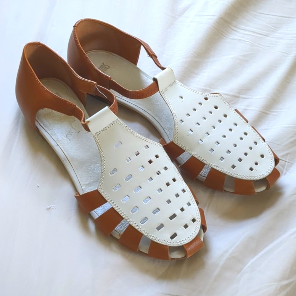 Camper Leather Strappy Sandals White Tan